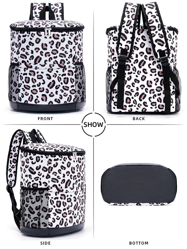 Outdoor Insulated Zipper Design Lunch Bags for Women, Portable Leopard Print Picnic Cooler for Hiking, Vacation Essentials, Travel Bag, Travel Luggage Bag for Back To School