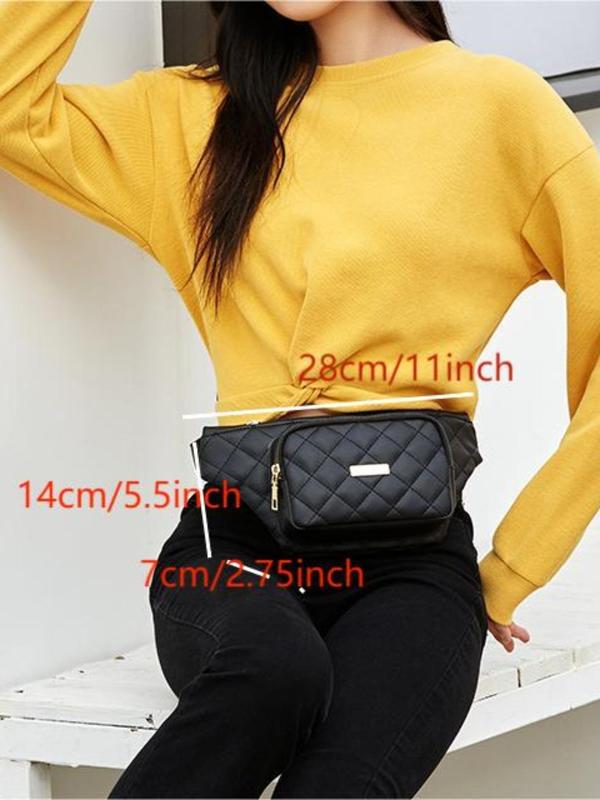 Solid Color Zip-up Belted Summer Bum Bag, 2024 New Summer Stylish Casual Trendy Quilted Fanny Pack, Minimalist Crossbody Fanny Pack, Outdoor Sporty Sling Bag for Work Out