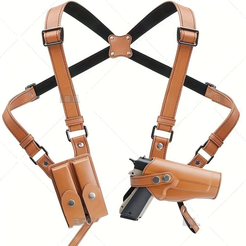 Premium Vertical Hidden Shoulder Holster Sling-Double Cartridge Bag, Fully Adjustable and Comfortable, Carry with Caution for Men-1911