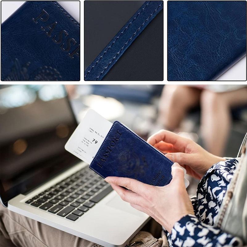 2024 Outdoor Letter Pattern Passport Holder, 1 Count Portable Simple Solid Color Passport Organizer for Outdoor Travel