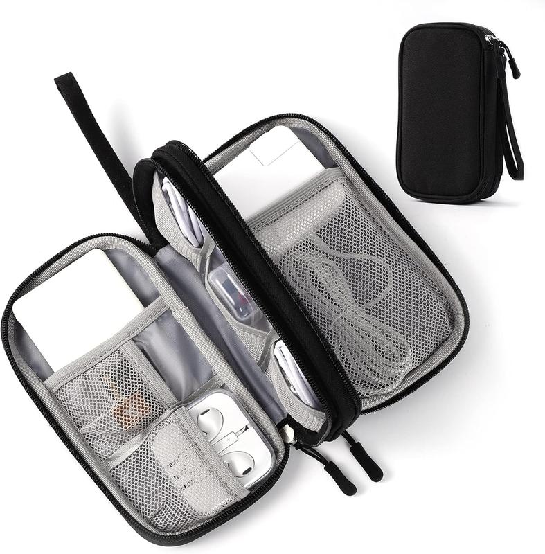 Travel Cable Organizer Bag Pouch Electronic Accessories Carry Case Portable Double Layers All-in-One Storage Bag for Cable, Cord, Charger, Phone