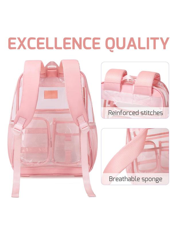 Waterproof Transparent Backpack, Large Capacity School Bag for Women & Men, Casual Trendy Versatile High-quality Daily Commuting Bag, Girl Fashionable Shopping Bag