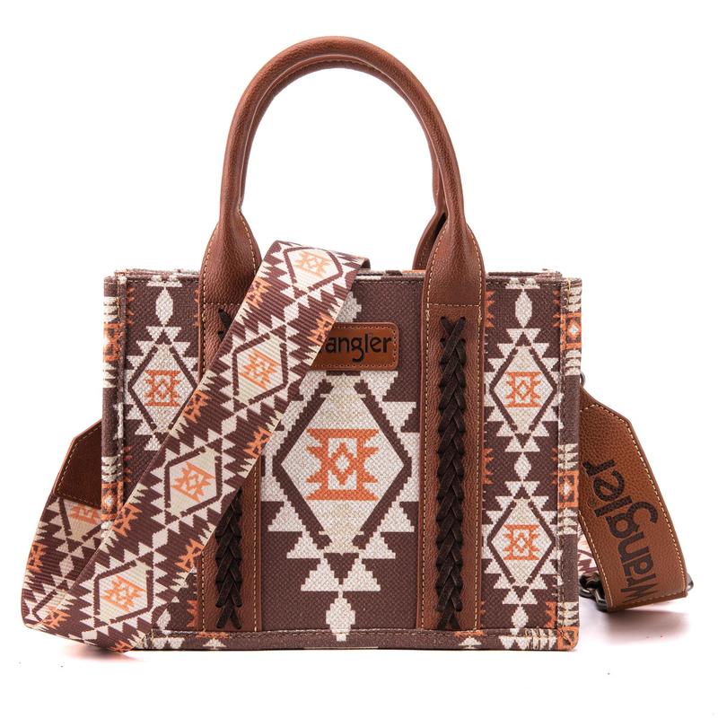 Wrangler [MegaLive] Fall Winter New Product Southwestern Dual Sided Print Canvas Tote Crossbody Bag