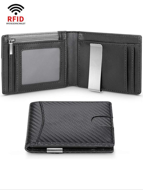 Men's Simple Plain Rfid Blocking Multiple Slots Card Holder As Gift, Casual Business Bifold Wallet for Daily Use, Portable Money Clip