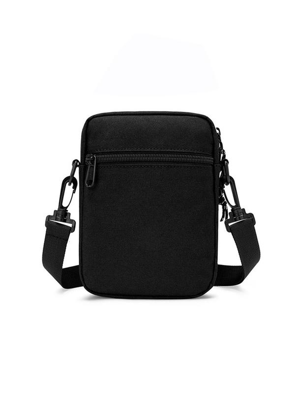 Men's Summer Fashion Solid Matching Shoulder Bag, Letter Patched Zipper Crossbody Bag for Men for School & Office,  Lightweight Crossbody Bag for Daily Used