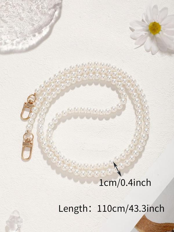 Faux Pearl Decorated Beaded Bag Strap, Elegant Simple Plain Color Bag Strap, Fashionable Bag Accessories for Women & Girls