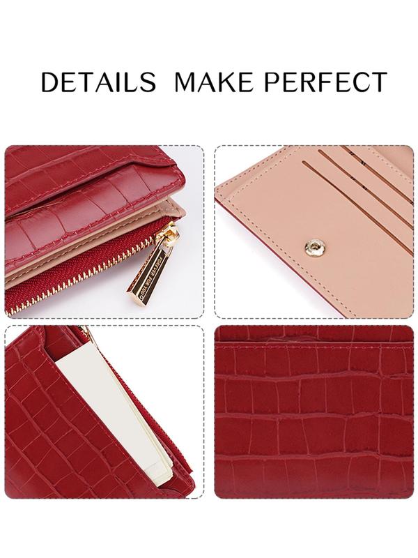 Women's Cute Crocodile Embossed Short Wallet, Simple Multi Card Slot Card Holder, Casual Trendy Versatile High-quality Daily Wallet