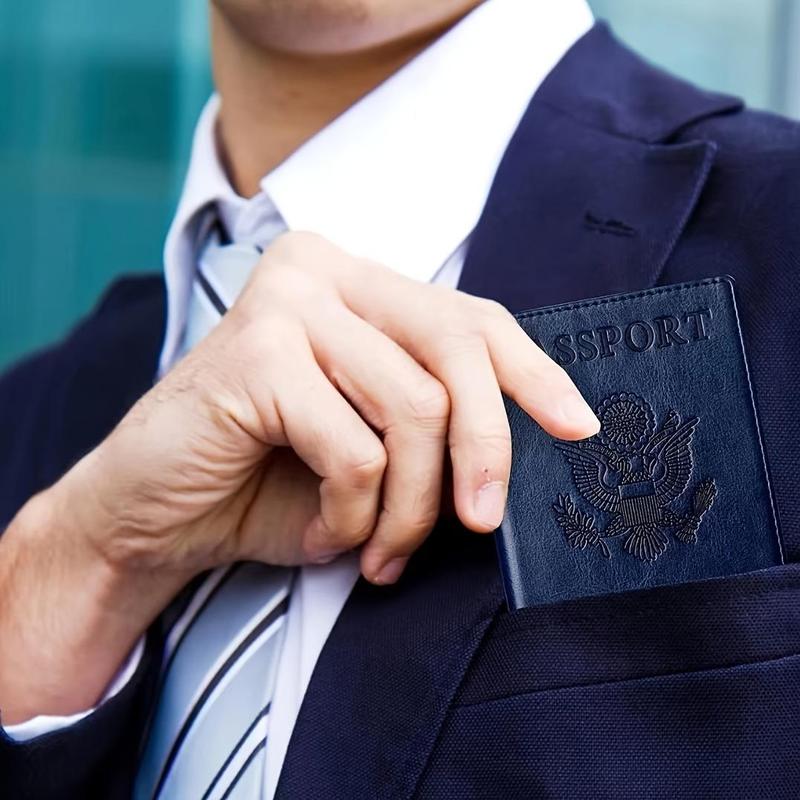 2024 Outdoor Letter Pattern Passport Holder, 1 Count Portable Simple Solid Color Passport Organizer for Outdoor Travel