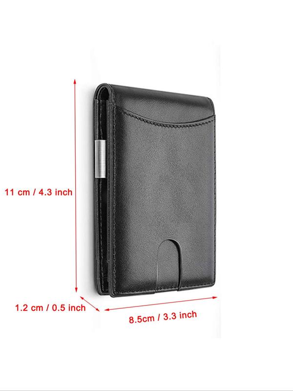 Men's Simple Plain Rfid Blocking Multiple Slots Card Holder As Gift, Casual Business Bifold Wallet for Daily Use, Portable Money Clip