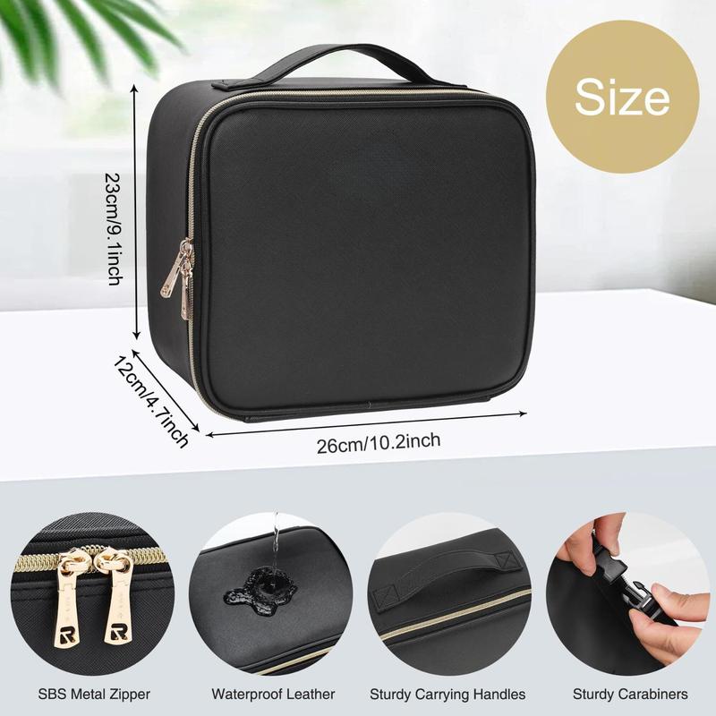 Travel Makeup Bag With LED Mirror, Cosmetic Train Case with Light up Mirror,  with Adjustable Dividers, Makeup Brush Holder Storage