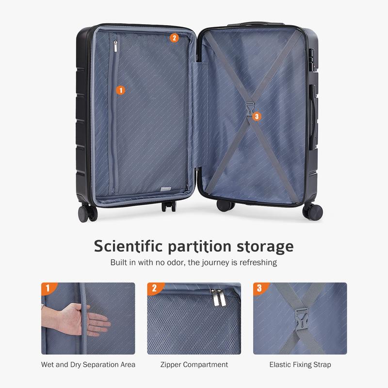 Sweetcrispy Plus Carry on Luggage, Hard Shell ABS Suitcase with Double Spinner Wheels, Lightweight Expandable Rolling Luggage with TSA Lock