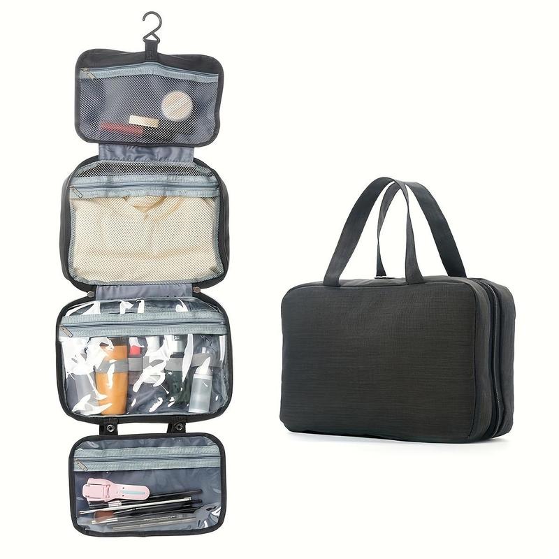 Outdoor Travel Foldable Toiletries Storage Bag, 4 Fold Toiletry Bag with Hook, Foldable Travel Hanging Toiletry Bag, Dry Wet Separation Bag for Camping, Travel, Sports, The Perfect Christmas Gift