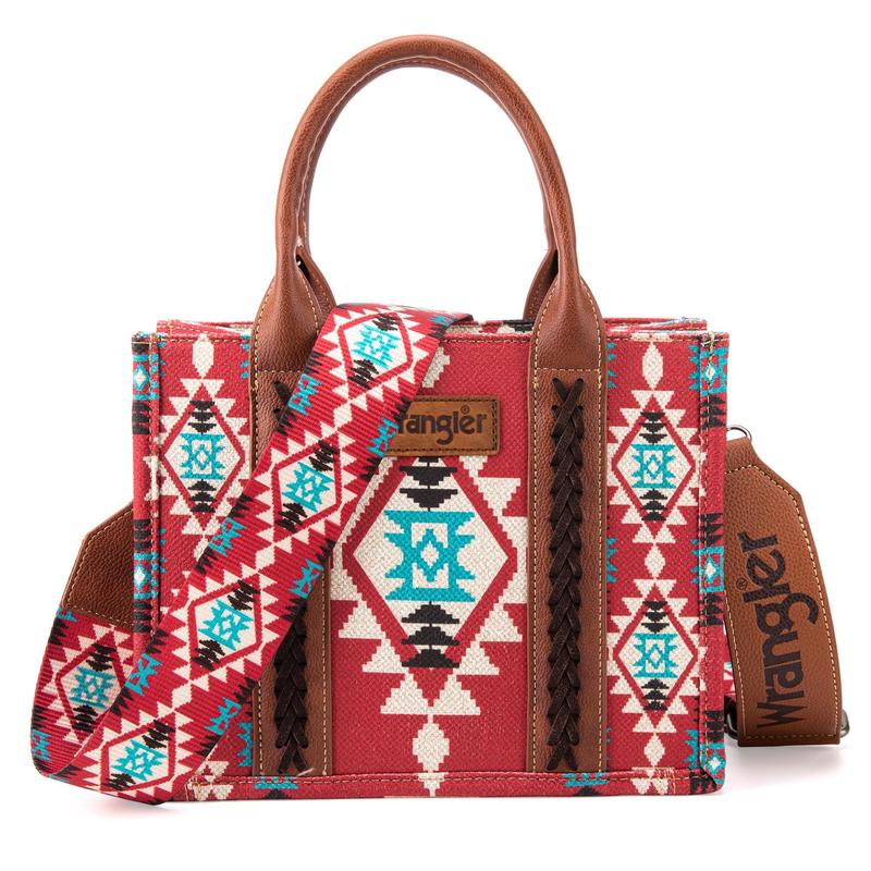 Wrangler [MegaLive] Fall Winter New Product Southwestern Dual Sided Print Canvas Tote Crossbody Bag