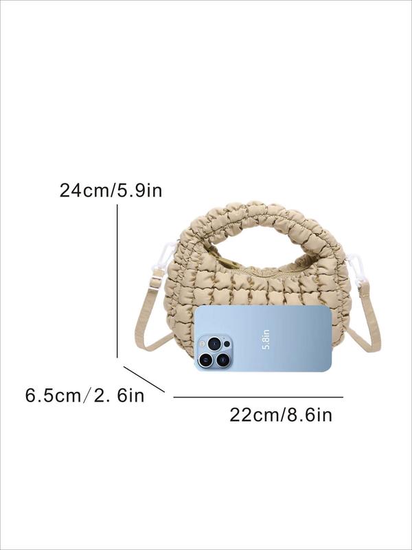 Women's Solid Color Quilted Puffer Hobo Bag, Fashionable Casual Crossbody Bag for Daily Used, Trendy All-match Commuter Bag, Girl Fashionable Shopping Bag