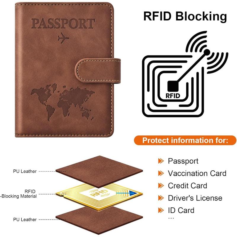 Passport Holder for Travel Essentials, Passport Wallet Cover Case for Travel Must Haves Accessories,Passport Book Holders for Women and Men(brown)