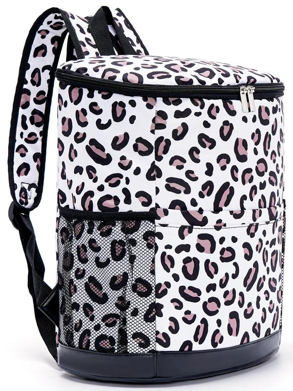 Outdoor Insulated Zipper Design Lunch Bags for Women, Portable Leopard Print Picnic Cooler for Hiking, Vacation Essentials, Travel Bag, Travel Luggage Bag for Back To School