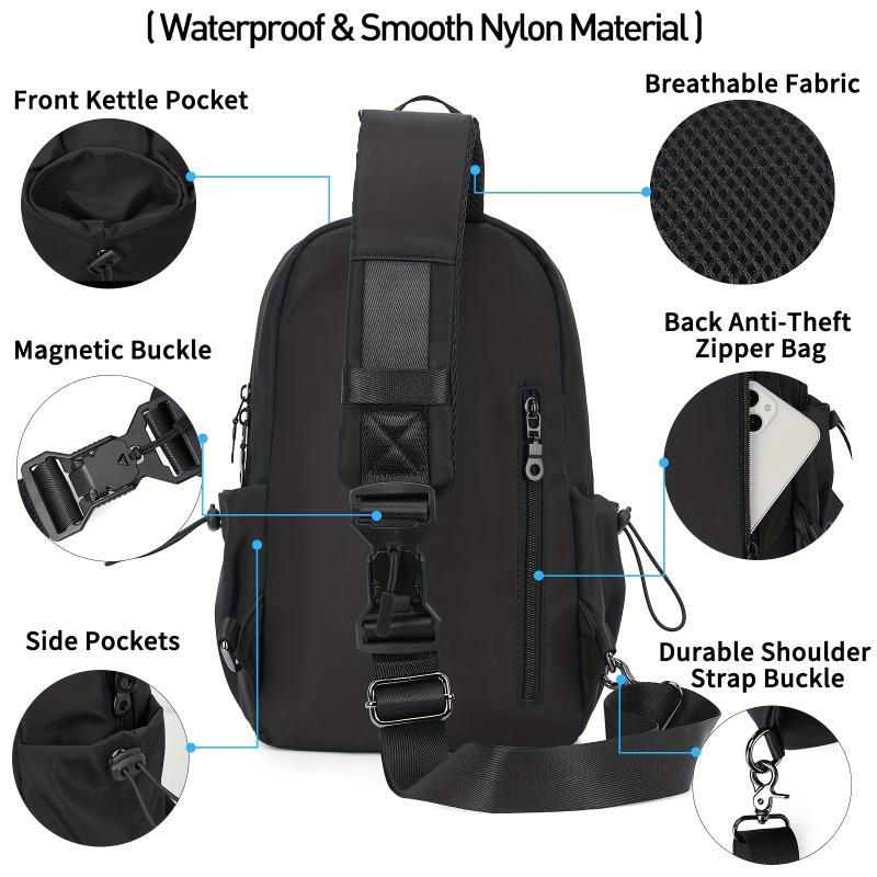 Sling Bag Men Backpack Unisex One Shoulder Bag Hiking Travel Backpack Crossbody With USB Port Versatile Casual Daypack