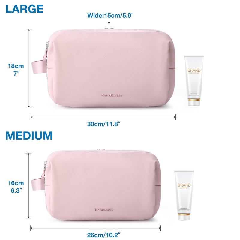 BAGSMART Toiletry Bag, Travel Toiletry Organizer Dopp Kit Water-resistant Bag for Toiletries Accessories, Door Room Essentials with Double Zippers