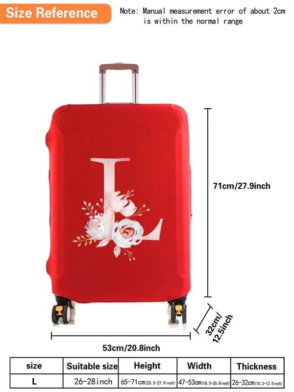 Floral & Letter Pattern Luggage Cover, Stretch Suitcase Protector, Bag Dust Case Cover, Travel Accessories Bag Covers for 26-28 Inch Suitcase