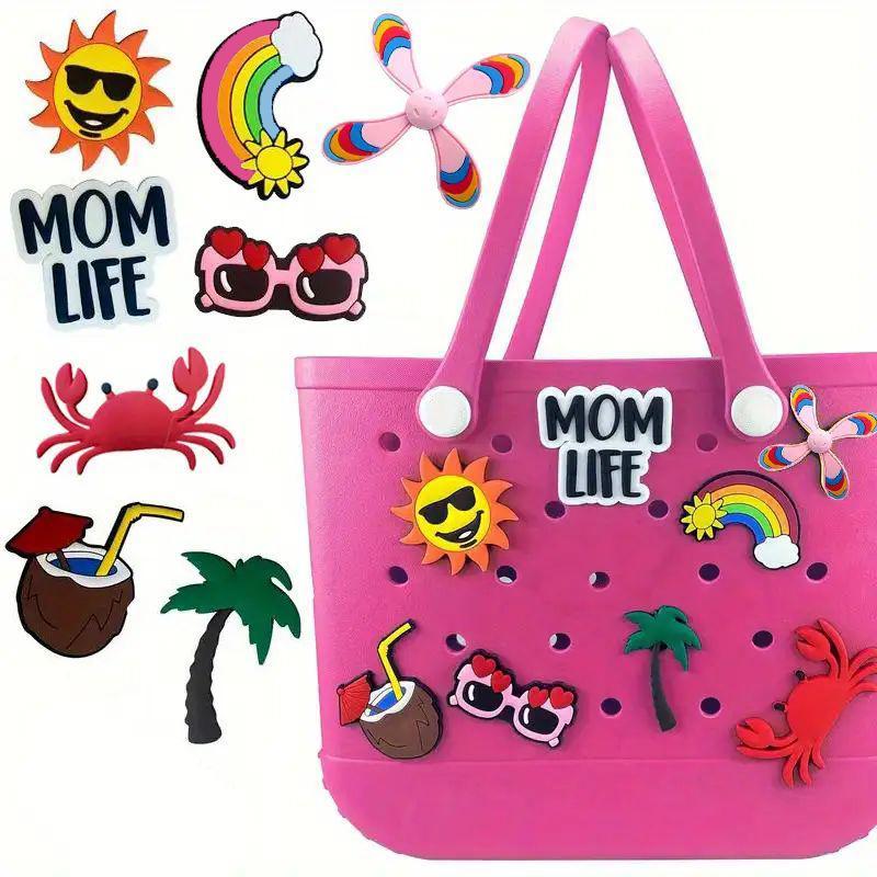 Cute Cartoon Sea Life Charms for Bogg Bag, 8 Counts set Soft Pvc Charms Accessories for Women Rubber Beach Bag Tote Handbag Decoration, Fashionable Accessories, Gym Bag