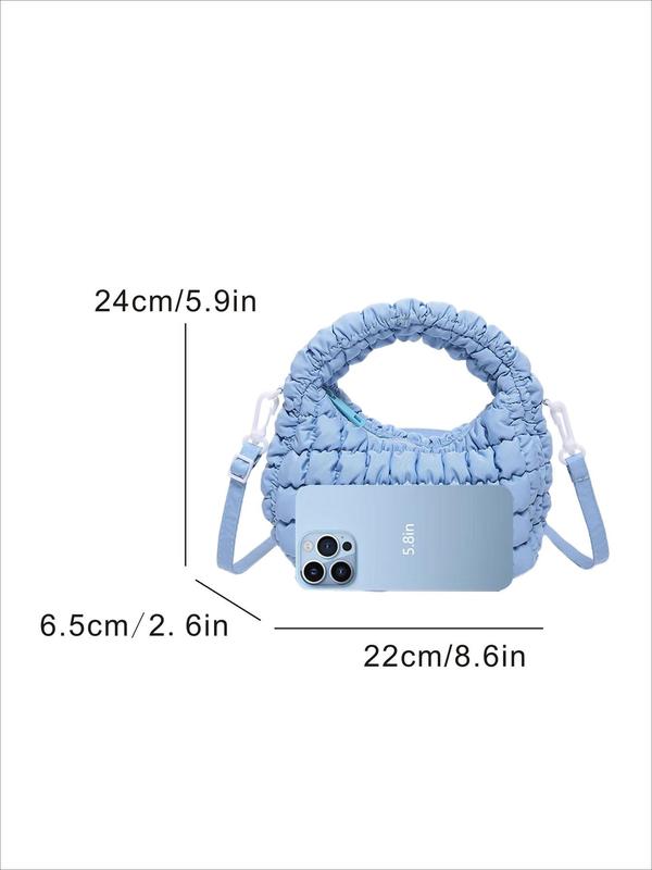 Women's Solid Color Quilted Puffer Hobo Bag, Fashionable Casual Crossbody Bag for Daily Used, Trendy All-match Commuter Bag, Girl Fashionable Shopping Bag