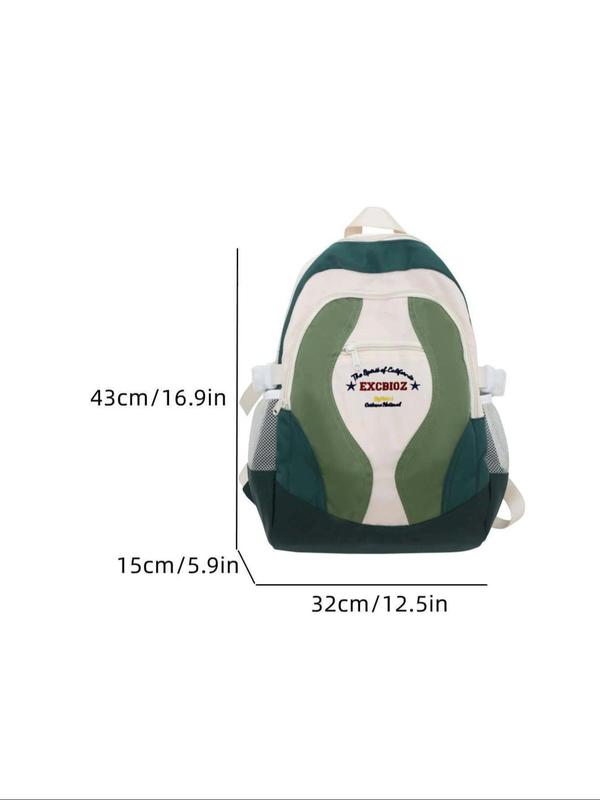 Summer Lightweight Colorblock Letter Backpack, Casual College School Bookbag, Street Casual Student Designer School Bags, Unisex, Backpacks for School