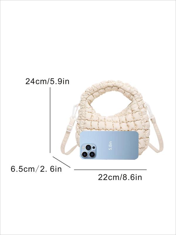 Women's Solid Color Quilted Puffer Hobo Bag, Fashionable Casual Crossbody Bag for Daily Used, Trendy All-match Commuter Bag, Girl Fashionable Shopping Bag