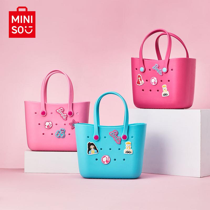 Barbie Daylight Shiny Series 3 Colour Bento Bag Cute Crocs Design Durable Lunch Bags For Girls Suitable Size Pink Pale Pink Blue Cute Bento Bags With Handle