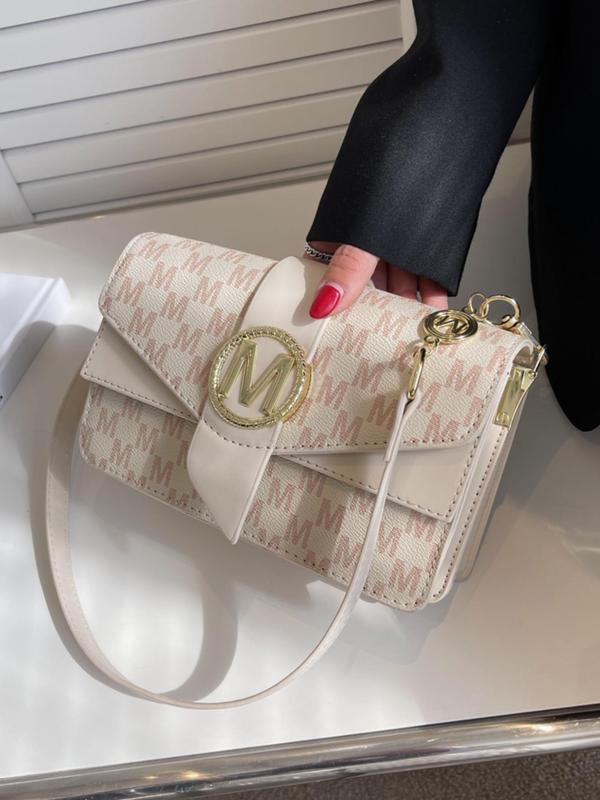 Women's Elegant Letter Pattern Shoulder Bag, Fashionable Pu Leather Crossbody Bag for Daily Used, Casual Trendy Versatile High-quality Daily Commuting Bag