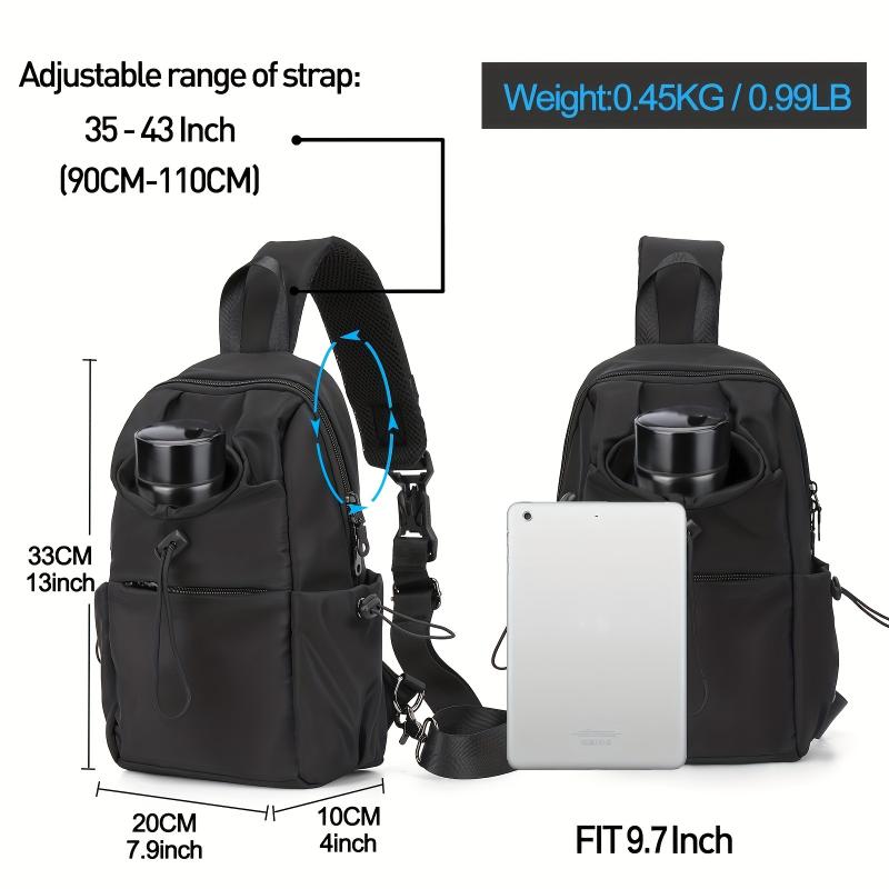 Sling Bag Men Backpack Unisex One Shoulder Bag Hiking Travel Backpack Crossbody With USB Port Versatile Casual Daypack