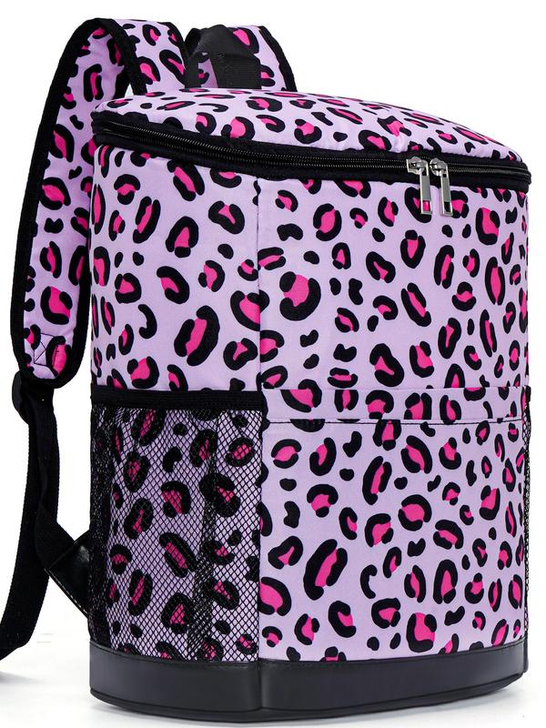 Outdoor Insulated Zipper Design Lunch Bags for Women, Portable Leopard Print Picnic Cooler for Hiking, Vacation Essentials, Travel Bag, Travel Luggage Bag for Back To School