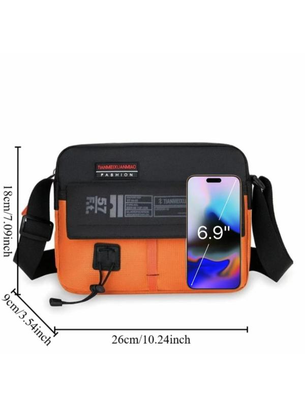 Men's Fashionable Letter Patched Design Crossbody Bag, Casual Large Capacity Shoulder Bag for Business Commuting, Outdoor Leisure Messenger Bag