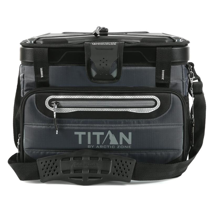 Titan 40 Can Capacity Collapsible Zipperless Cooler, Black Gray