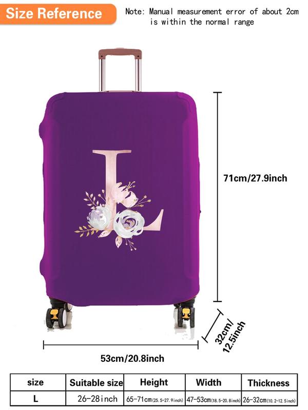 Floral & Letter Pattern Luggage Cover, Stretch Suitcase Protector, Bag Dust Case Cover, Travel Accessories Bag Covers for 26-28 Inch Suitcase