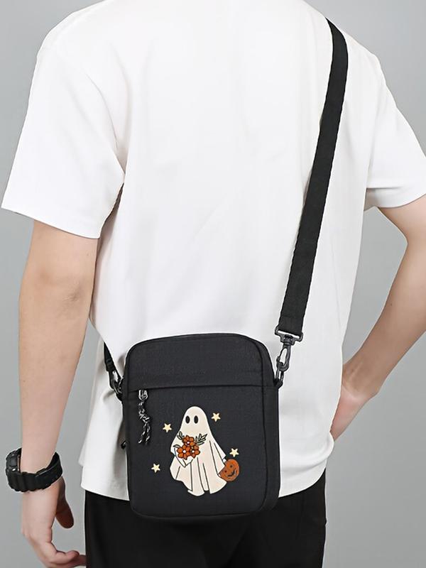 Ghost Pattern Crossbody Bag, Casual Versatile Shoulder Bag for Women, Halloween Themed Trendy All-match Bag for Daily Use