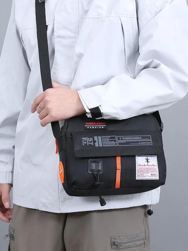 Men's Fashionable Letter Patched Design Crossbody Bag, Casual Large Capacity Shoulder Bag for Business Commuting, Outdoor Leisure Messenger Bag