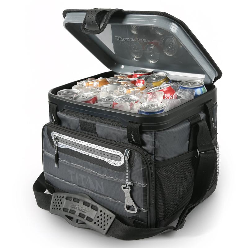 Titan 40 Can Capacity Collapsible Zipperless Cooler, Black Gray