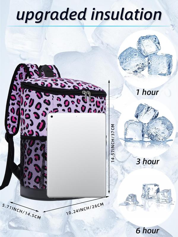 Outdoor Insulated Zipper Design Lunch Bags for Women, Portable Leopard Print Picnic Cooler for Hiking, Vacation Essentials, Travel Bag, Travel Luggage Bag for Back To School