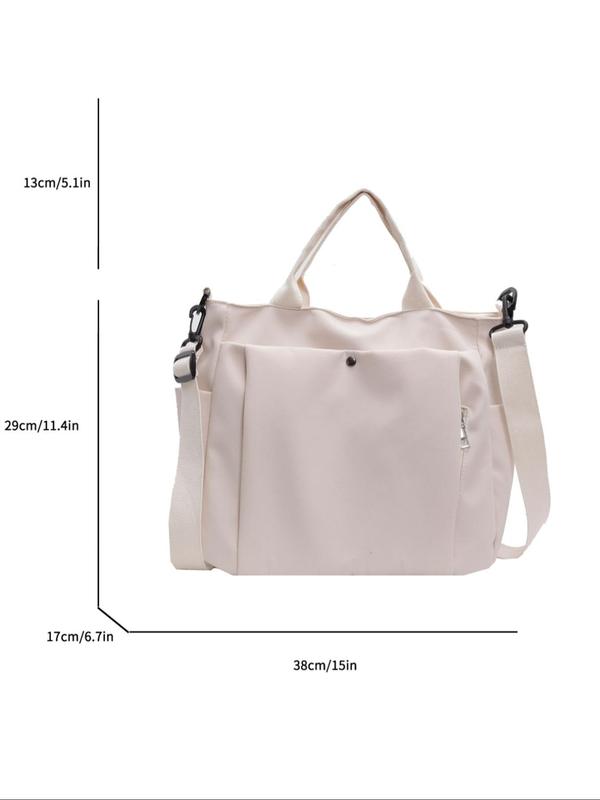 Women's Solid Color Tote Bag, Fashionable Large Capacity Shoulder Bag for Work & Daily Used, Casual Trendy Versatile High-quality Daily Commuting Bag