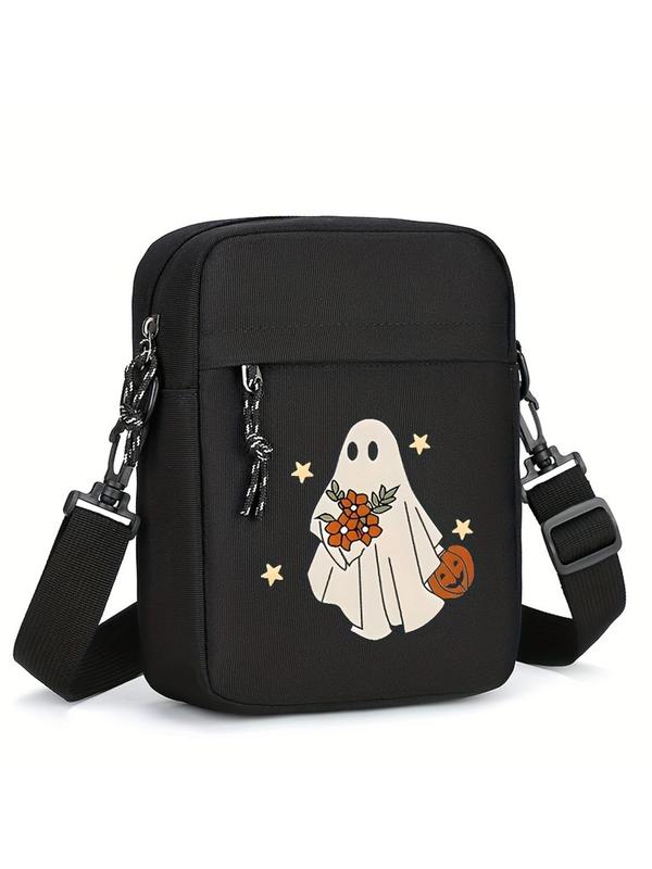 Ghost Pattern Crossbody Bag, Casual Versatile Shoulder Bag for Women, Halloween Themed Trendy All-match Bag for Daily Use