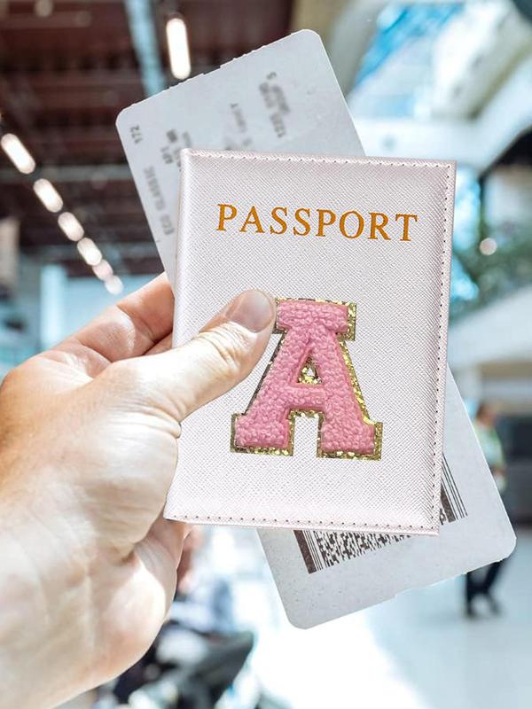 Letter Embroidery Passport Case, Cute Travel Wallet, Personalization Passport Holdercover, Perfect Vacation Travel Accessories