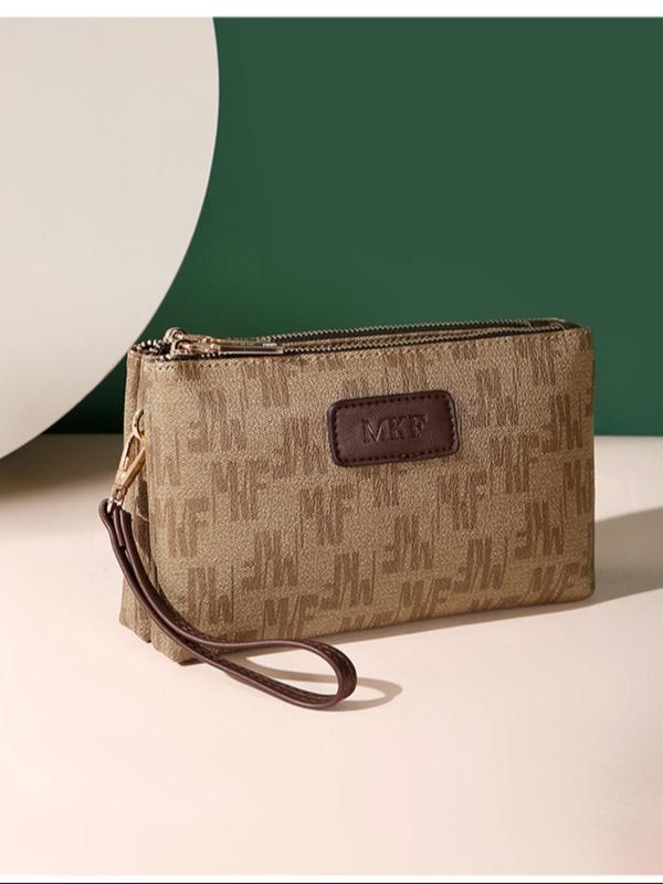 Fashion Letter Print Patched Design Zipper Clutch, Casual Versatile Small Crossbody Square Bag with Adjustable Strap for Women, Trendy All-match Bag for Daily Life