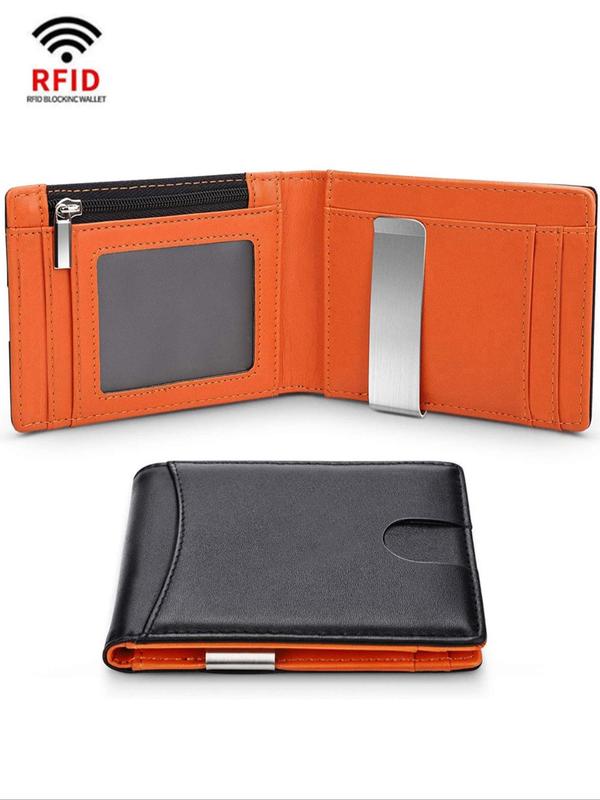 Men's Simple Plain Rfid Blocking Multiple Slots Card Holder As Gift, Casual Business Bifold Wallet for Daily Use, Portable Money Clip