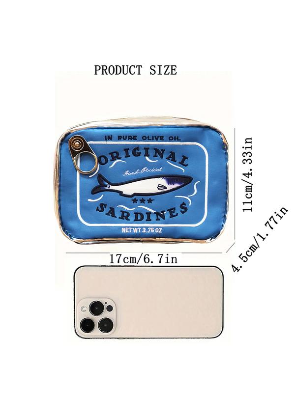 Cute Sardines Can Design Makeup Bag, Multi-functional Zipper Makeup Organizer Pouch, Versatile Storage Bag for Skincare