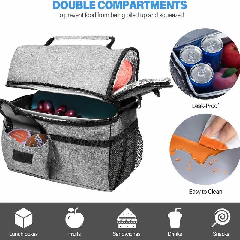 Large Capacity Insulated Lunch Bag, 1 Count Portable Lunch Box Storage Bag with Handle & Strap, Lunch Box Tote Bag for Work, School, Travel, Picnic