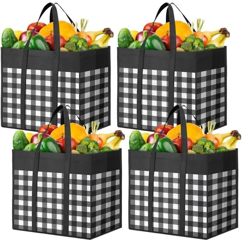 Reusable Grocery Bags,4-Pack, Foldable Reusable Shopping Tote Bags bulk with Reinforced Handles,Large Storage Bags with Water Resistant Coating for Groceries,Multipurpose