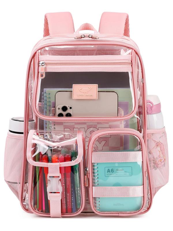 Waterproof Transparent Backpack, Large Capacity School Bag for Women & Men, Casual Trendy Versatile High-quality Daily Commuting Bag, Girl Fashionable Shopping Bag