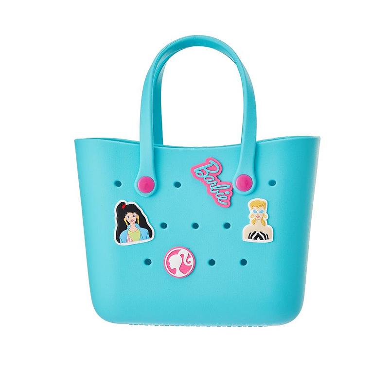 Barbie Daylight Shiny Series 3 Colour Bento Bag Cute Crocs Design Durable Lunch Bags For Girls Suitable Size Pink Pale Pink Blue Cute Bento Bags With Handle