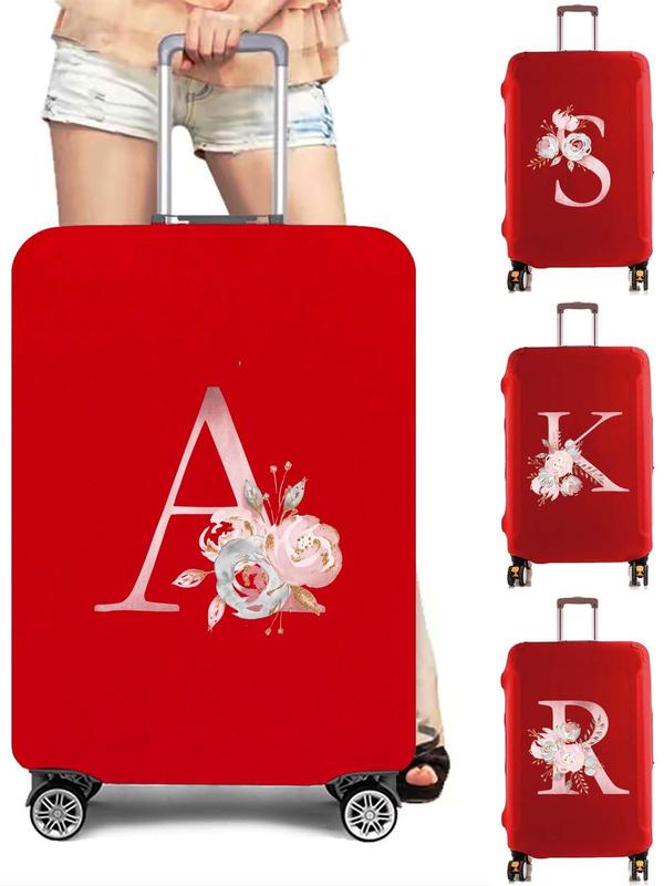 Floral & Letter Pattern Luggage Cover, Stretch Suitcase Protector, Bag Dust Case Cover, Travel Accessories Bag Covers for 26-28 Inch Suitcase