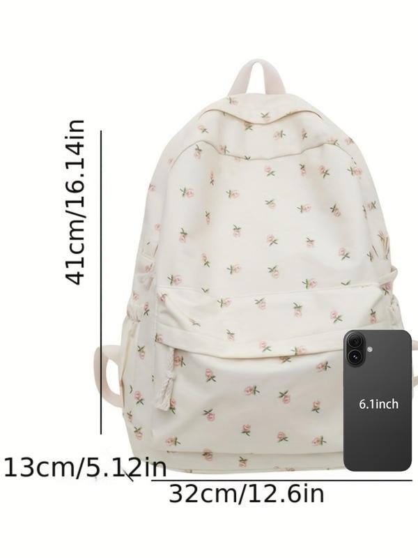 Cute Ditsy Floral Pattern Backpack, Casual Versatile Backpack for Women & Girls, Preppy Style School Commuting Bag, Multifunctional Backpack for Daily Use